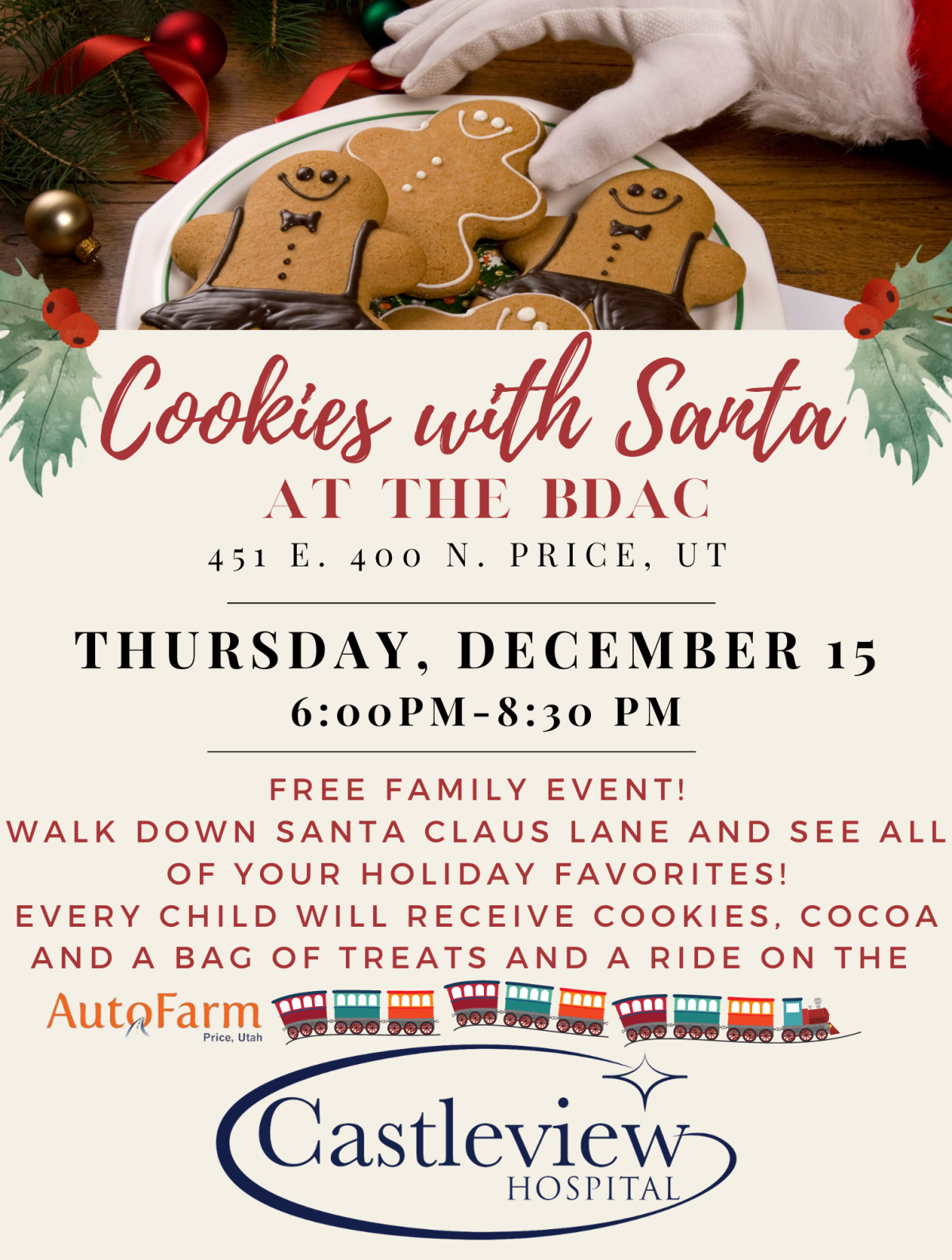 flyer describing Cookies with Santa event
